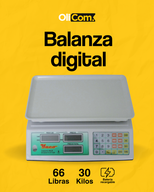 Balanza Digital de 30kg con Plato Plástico – Recargable